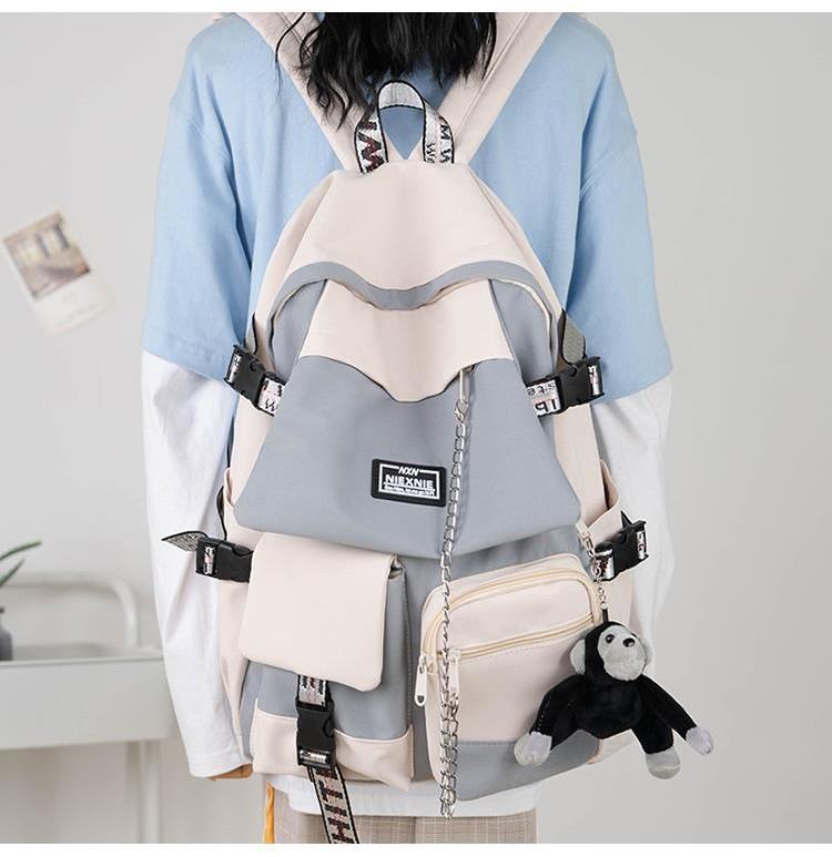 Large Capacity Ins Cool School Bag For Junior High School Boys Workwear Style Backpack For Girls Japanese Style