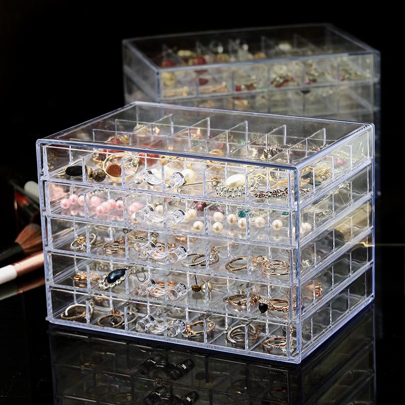 Clear 5-Layer Jewelry & Nail Art Organizer Box with 120 Compartments