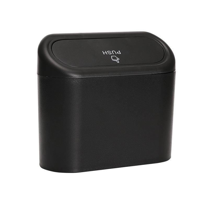 Hanging Car Trash Can with Lid & Side Door Storage