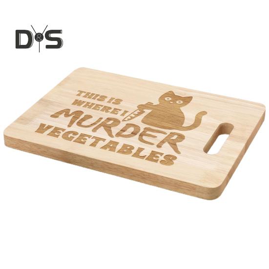 Halloween Black Cat Cutting Board Funny Engraved This Is Where I Murder Vegetable Wooden Food Serving Tray Chopping Board Kitchen Supplies