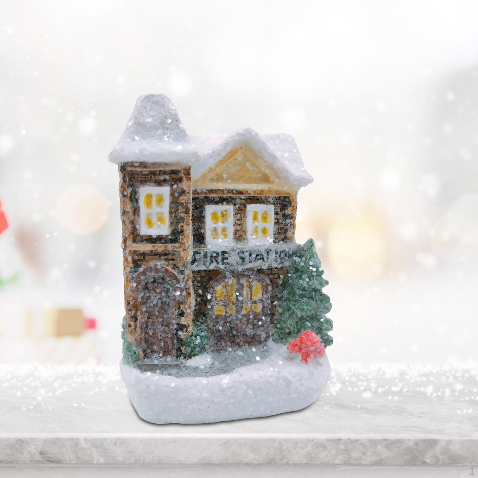 Christmas Lighted Snow House Glowing Multifunctional Desktop Table Centerpieces Statue for 6.1cmx8.2cm