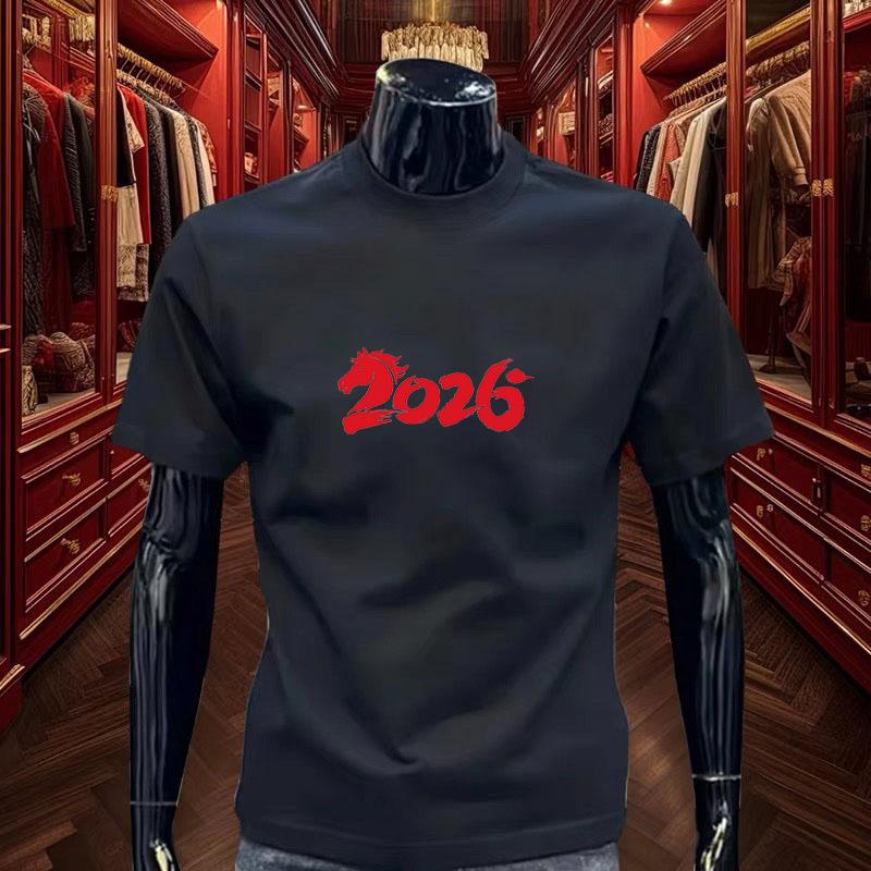 Men's 2026 Graphic Tee Stylish Number Print T-Shirt Crew Neck Short Sleeve Casual Wear Comfortable Cotton Top Versatile Unisex