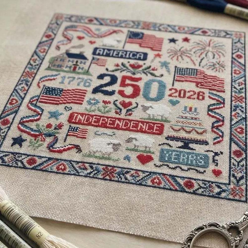 250 Usa Years Anniversary Counted Cross Stitch Kit 1776 Independence Era History Embroidery Patriotic Diy Needlework Craft