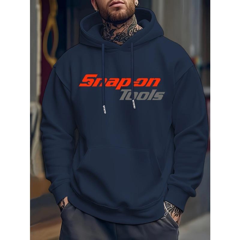 Men's Casual Hoodie with Eye-catching Pattern "SNAP ON TOOLS" Regular Style Hoodie