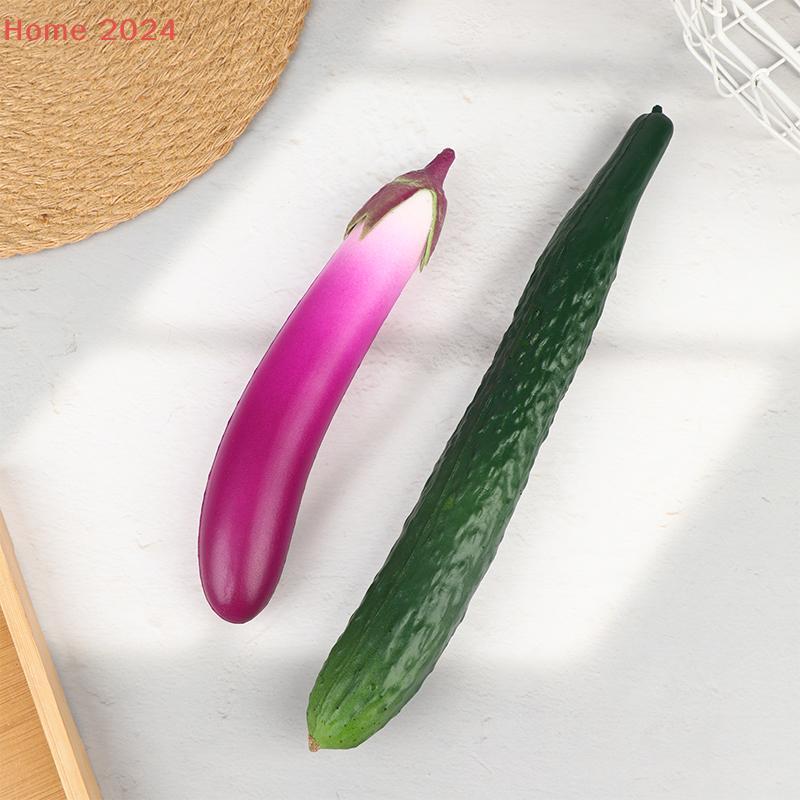 Realistic Soft And Safe Rtificial Simulation Vegetables Ornament Fake Cucumber Aubergine Display Replicas For Photography Props