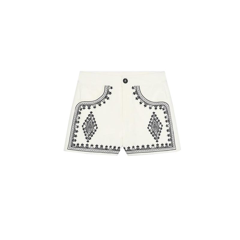

Хлопковый жилет без рукавов с V-образным вырезом и вышивкой контрастного цвета 5770035 Модные повседневные шорты с высокой талией 5770042 White shorts L