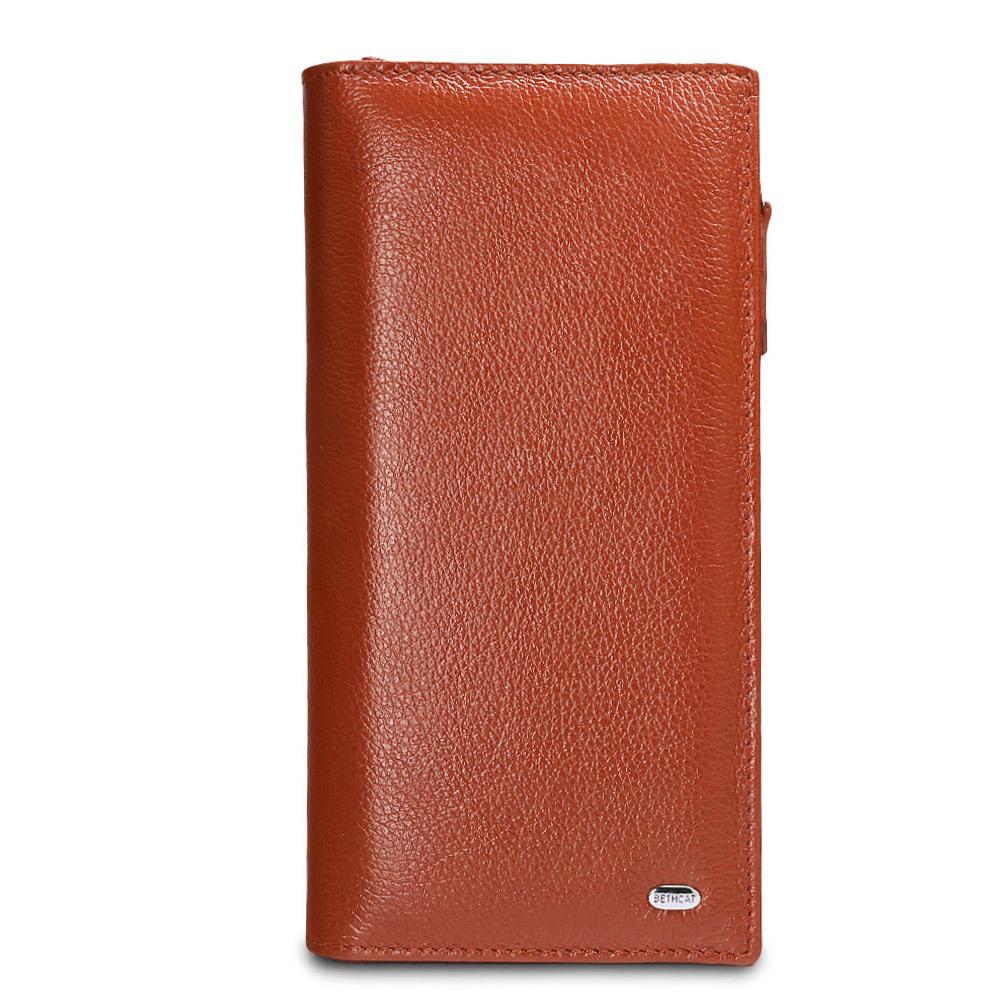 

Жіночий довгий гаманець з натуральної шкіри з магнітною пряжкою - м який клатч з коров ячої шкіри