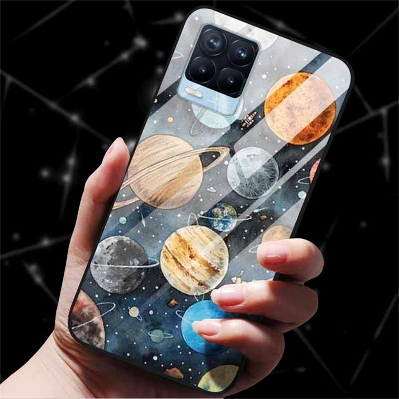For Realme 8 Case Tempered Glass Hard Back Cover Case For Realme 8 5G 8i Realme 8 Pro Phone Case Cover Realme8 Pro Soft Bumper
