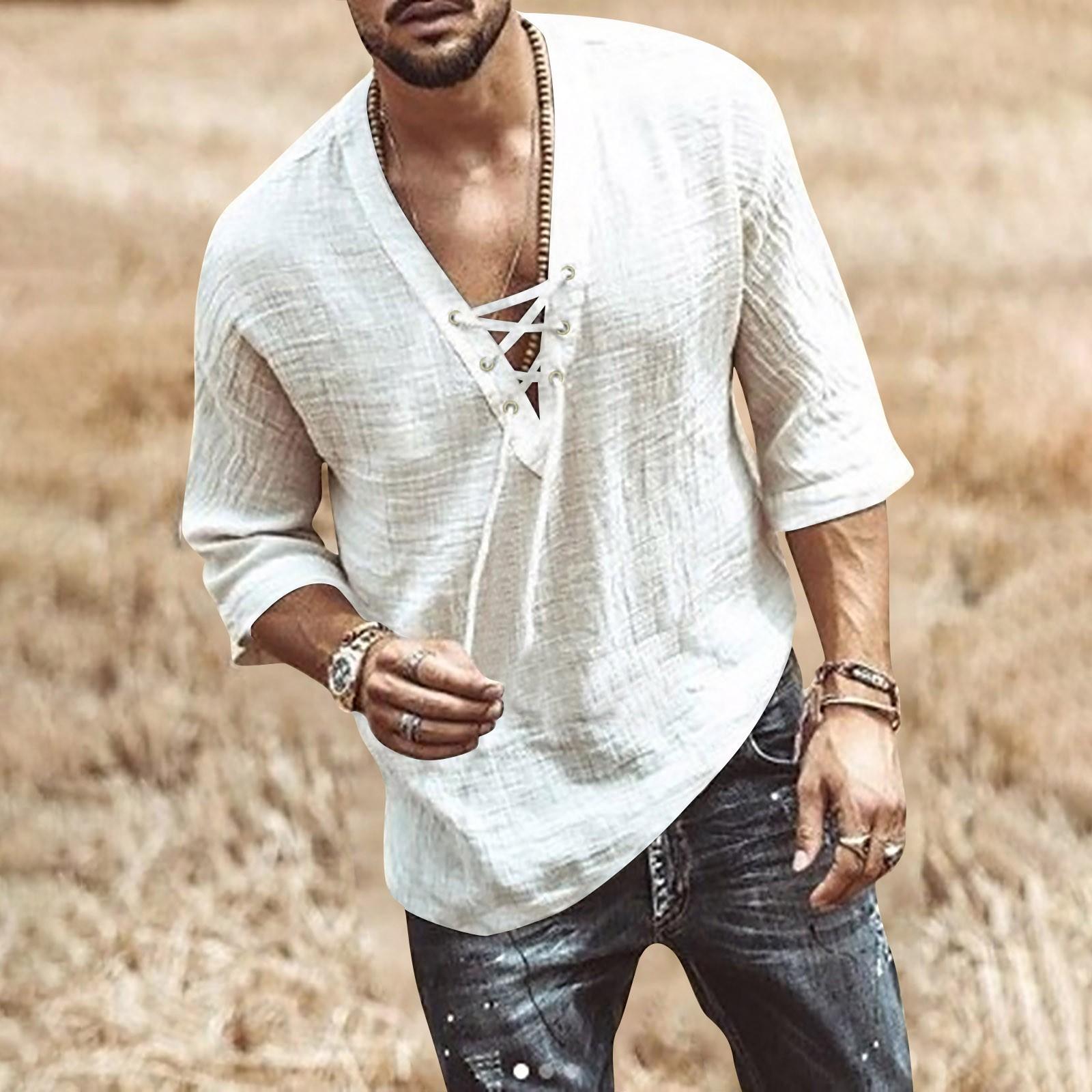 

Дизайнерские весенне-летние мужские повседневные рубашки из хлопка и льна, однотонные рубашки с длинными рукавами, свободные рубашки с воротником-стойкой XXXXXL белый