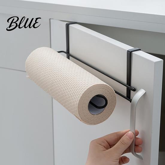 Metal Kitchen Gadget Storage Hanging Paper Towel Rack Drill-Free Organizer Space Saving Cabinet Door Rack for under Adhesive Wrap And Foil Organizer
