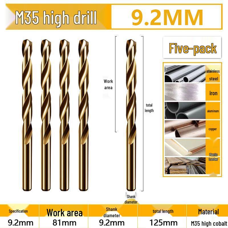 Burghiu elicoidal M35 Cobalt pentru tablă metalică din oțel inoxidabil de înaltă duritate.