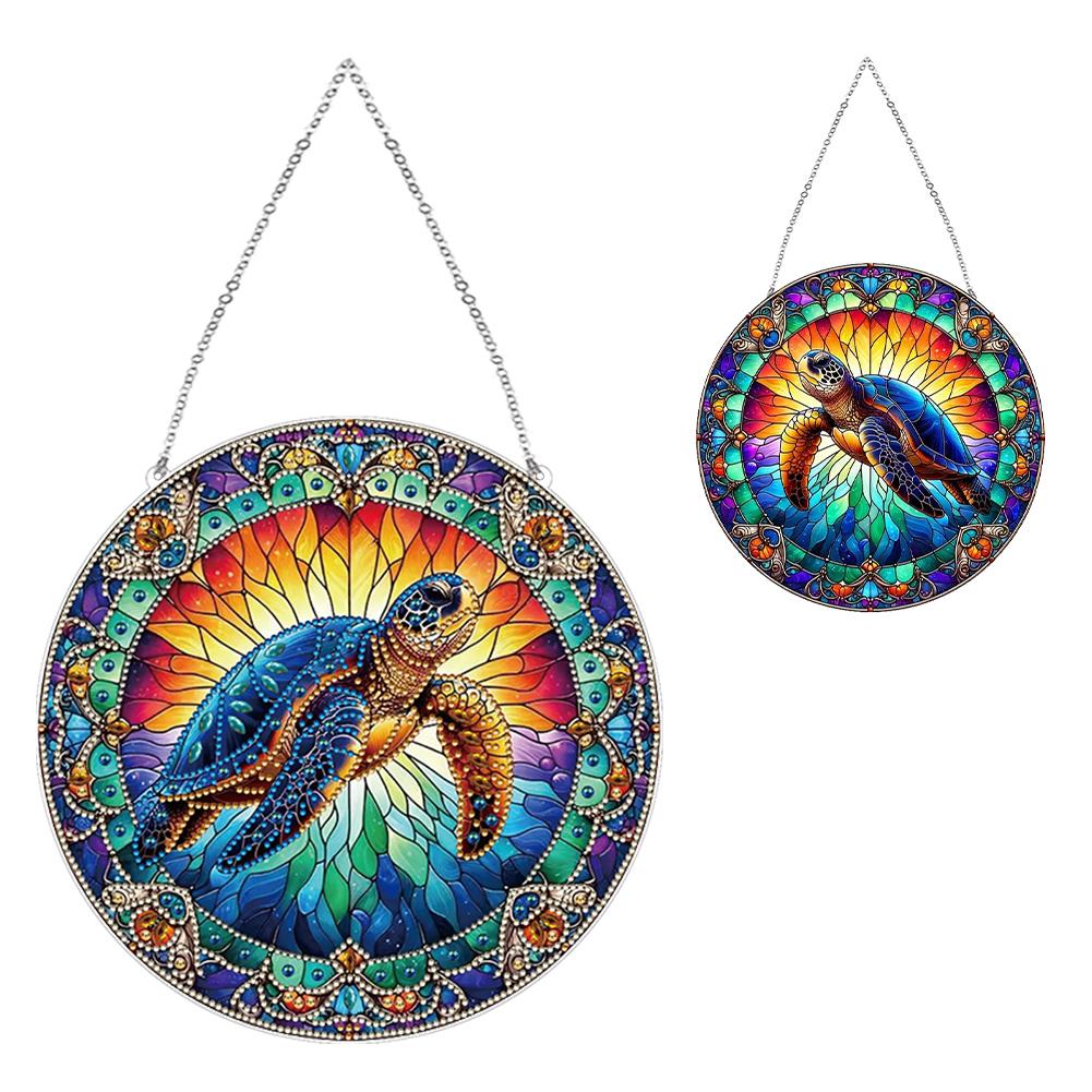 Stained Glass Animal Rhinestone Diamond Art Window Pendants Suncatcher Diamond Painting Art Pendant for Garden Window Decor