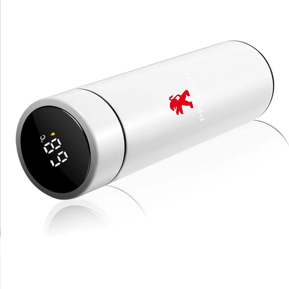 

Car Sticker 2025 Hot Car Stainless Steel Smart Thermos Mug Thermos LED Display Temperature For Peugeot 207 3008 206 208 308 307