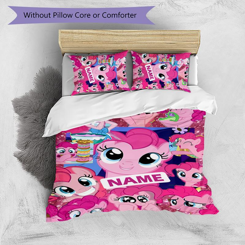 3pcs My Little Pony2 Cover Set - Personalized Name, HD Printed Bedding with 1 Cover and 2 Pillowcases - Perfect for Home Decor, Easy Care