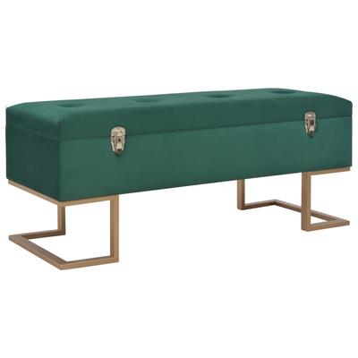 Vidaxl Ławka Ze Schowkiem, 105 Cm, Zielona, Aksamitna