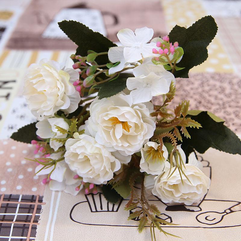 Artificial Peony Rose Flower Vintage Silk Fake Flower Bouquet Wedding Decor Home