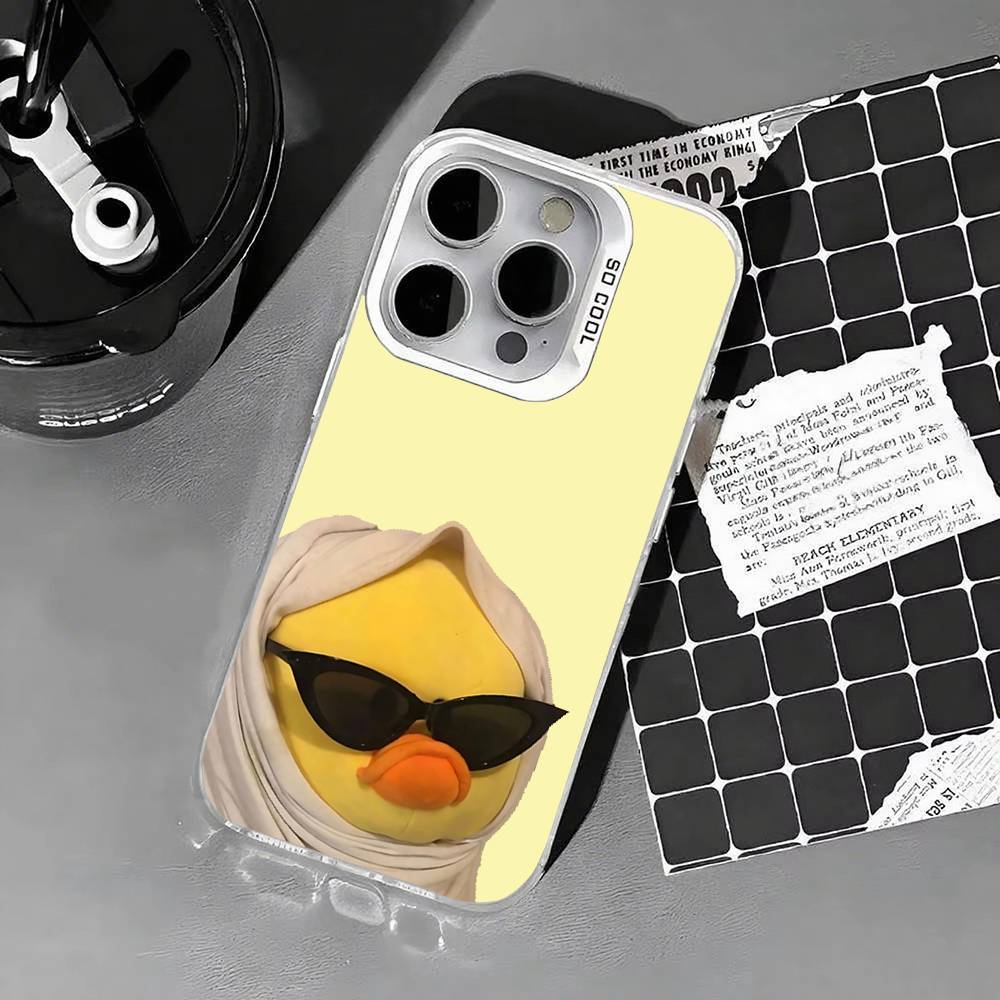 INS Солнцезащитные очки Утенок Зеркало Простой Чехол для Телефона Для IPhone 17 16 15 14 13 12 Mini 11 8 7 Pro Max Plus Цветной Чехол для Телефона iphone12Pro