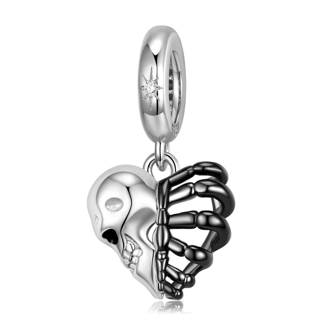 Original Skull Heart Skeleton Pendant Punk Style Personality Sterling Silver Pendant Diy Beaded Bracelet S925 Silver Accessories