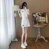 Summer Fashion Casual Temperament High-end Fashionable Lapel Short-sleeved Skirt Two-piece Set