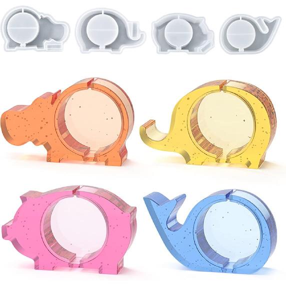 Piggy Bank Mould - Silicone Resin Mold - Elephant, Hippo, Whale - Storage & Jewelry Box - Easy De-mold