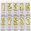50 Gold Number Candle Cake Toppers, Individually Boxed for Kids' First Birthday