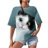 Summer Women's T-shirt with Digital Printing Cute Cat Short Sleeved Round Neck Top T-Shirts Women’s