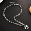 Heart Trendy Shape Titanium Steel Necklace Featuring Stylish Black And White Checkerboard Design