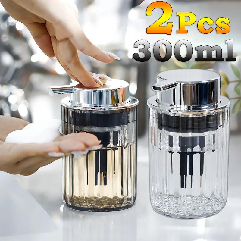 2Pcs Foam Soap Dispenser 300ml Clear Refillable Foaming Hand Soap Dispenser for Foaming Facial Cleanser, Shampoo, Shower Gel