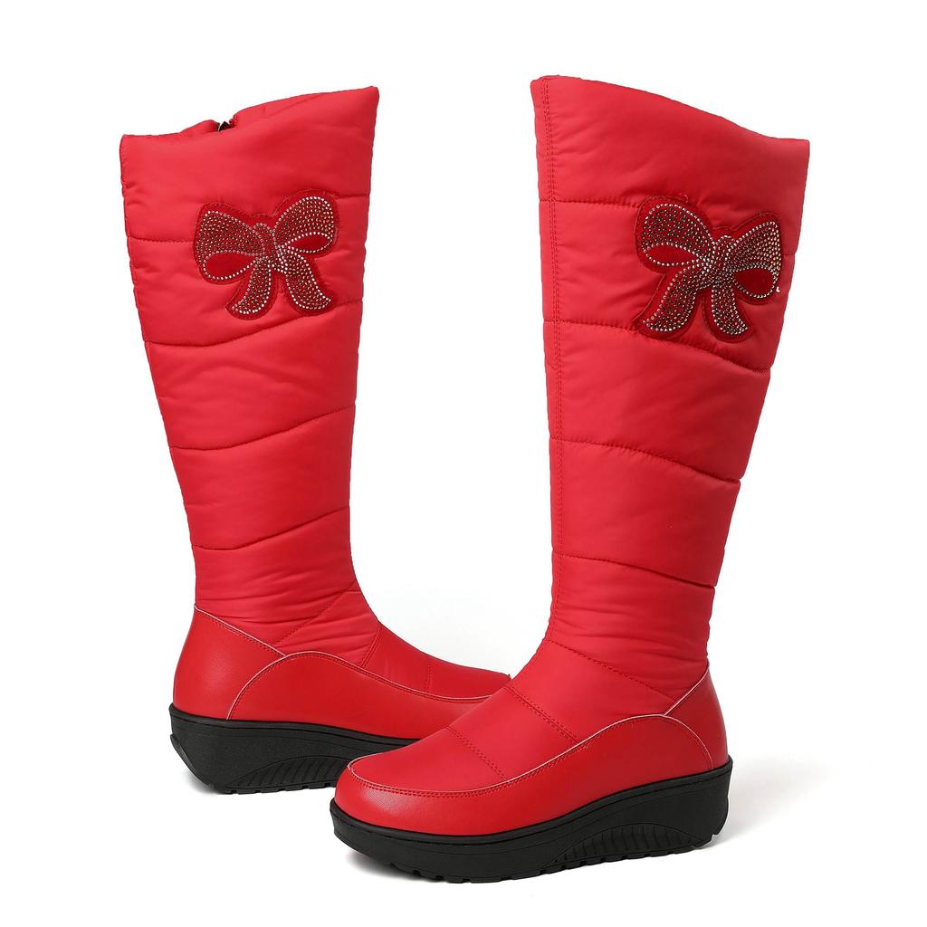 Krazing Pot Microfiber Down Fiber Tarpaulin Autumn Winter Shoes Med Heels Size 44 Super Size Snow Boots Round Toe Keep Warm Thigh High Boots