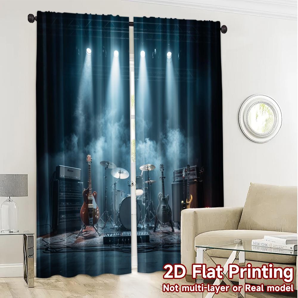 2pcs, 2D FLAT PRINTING Curtains (Without Rod) StageSetup Chic Curtain Chic Polyester Curtains Festive Decorative for Bedroom,