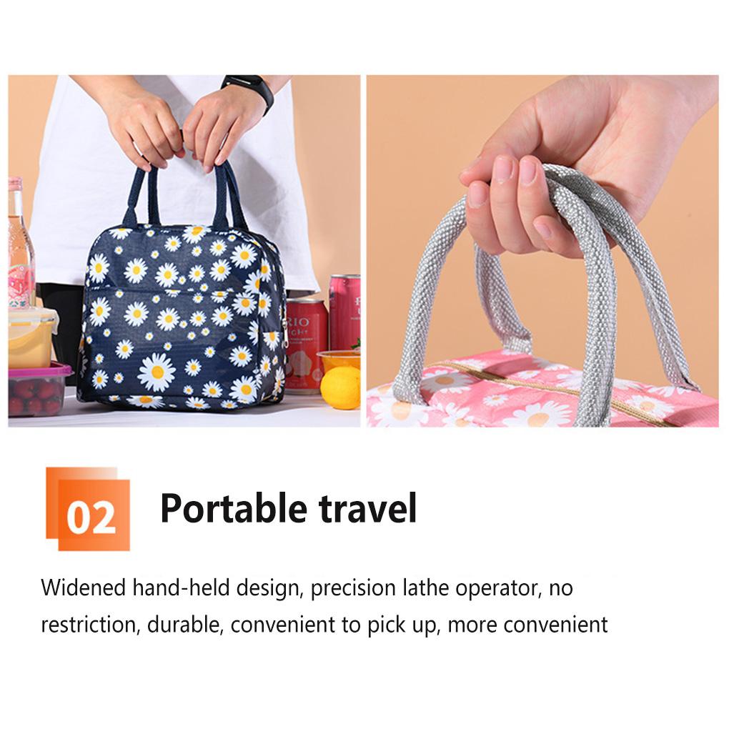 Portable Lunch Box Bag Waterproof Fabric Food Florasl Picnic Storage Container Tote Multifunction Case Outdoor Travel