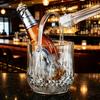 Home Use Ice Bucket with Handle And Tongs Transparent Diamond Cut Pattern