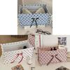 Large Polka Dot Quilted Rectangular Storage Basket With Nylon Material For Home Organization