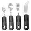 Stainless Steel Adaptive Foldable Utensil Set with Anti-Shake Rubber-Plastic Handle for Elderly Rehabilitation (Knife, Fork, Spoon)