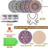 6ks/sada Diamond Malířské podtácky 5D DIY kulaté diamantové mozaikové podložky pod poháry Mandala s držákem