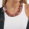 Fashion Bohemian Style Random Pattern Necklace Scarf With Beaded Stainless Steel Clavicle Chain Trendy Women Jewelry
