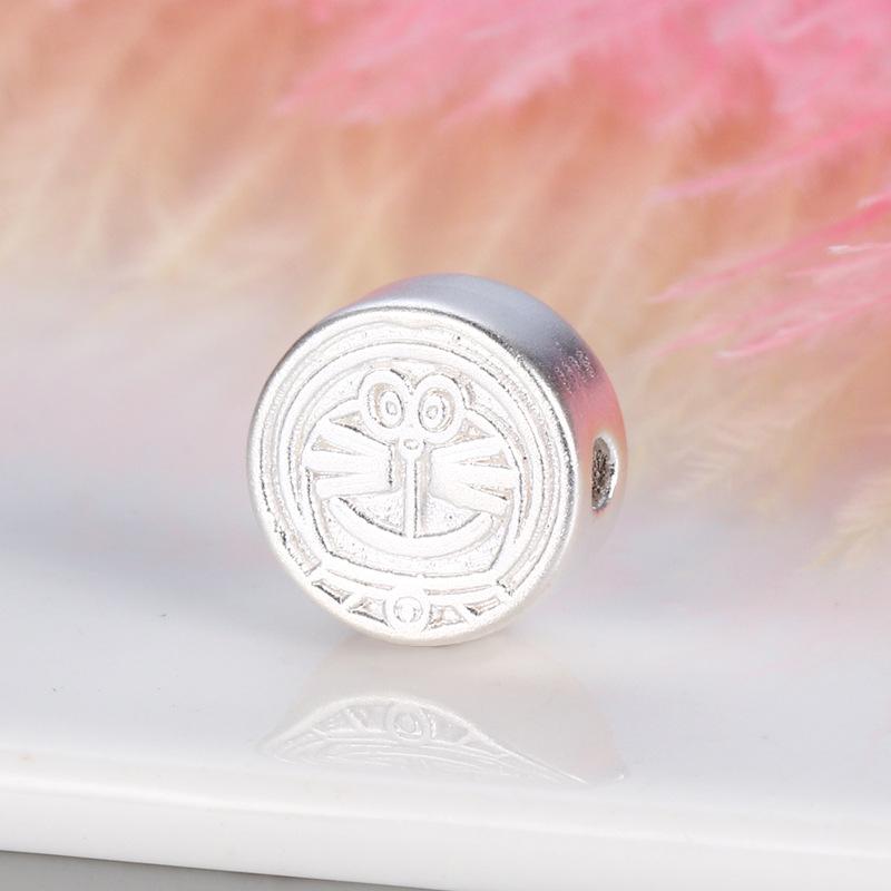 Sterling Silver Doraemon 3D Enamel Beads with S999 Fine Silver Weaving Rope