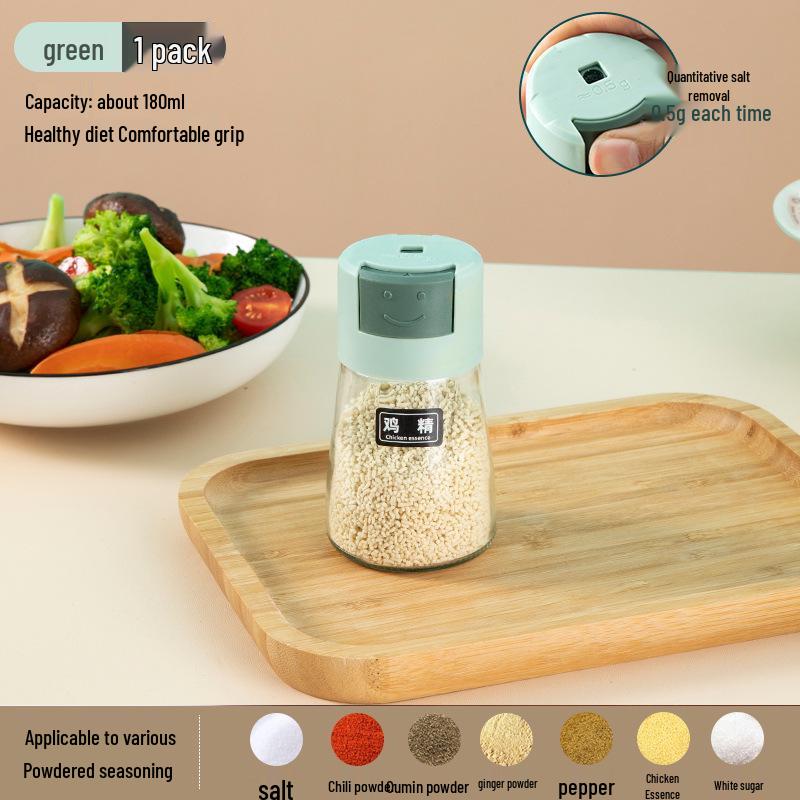 Press-Type Salt Control Glass Spice Jar - Moisture-Proof, Sealed, Ideal for BBQ & Kitchen
