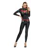 Superhero Print Cosplay Kostüm Frauen Sexy Zentai Bodysuit Punk Roboter Zentai Bodysuit Overall Langarm Urlaub Partei Kleidung