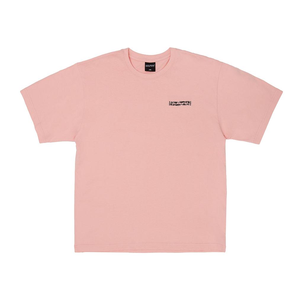Aimnaseohyumeonbiing Embroidery Front Short Sleeve T-Shirt - Pink