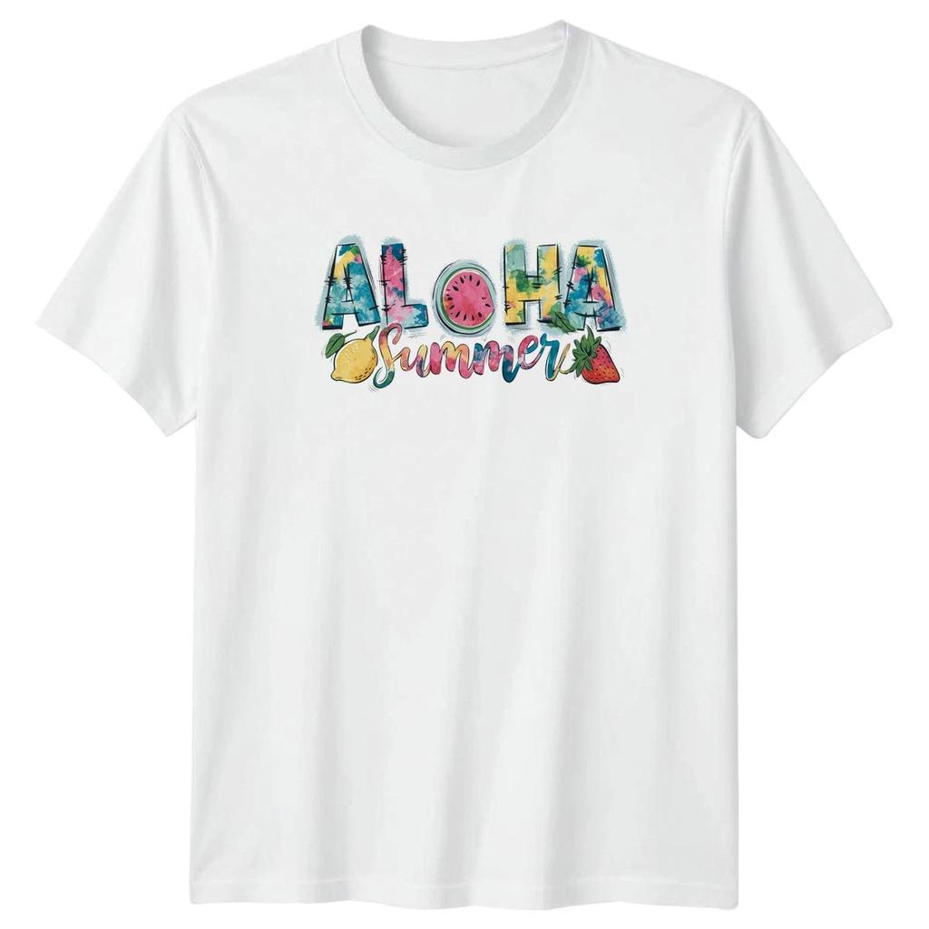 Aloha Summer Womens T-Shirt Tropical Fruit Art Hawaiian Summer Vacation
