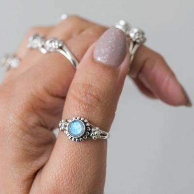 Mondstein-Edelstein-Ring, Boho-Ring, handgefertigter Schmuck, 925er Silberring, Designer-Ring, Geschenk für sie, Weihnachtsschmuck