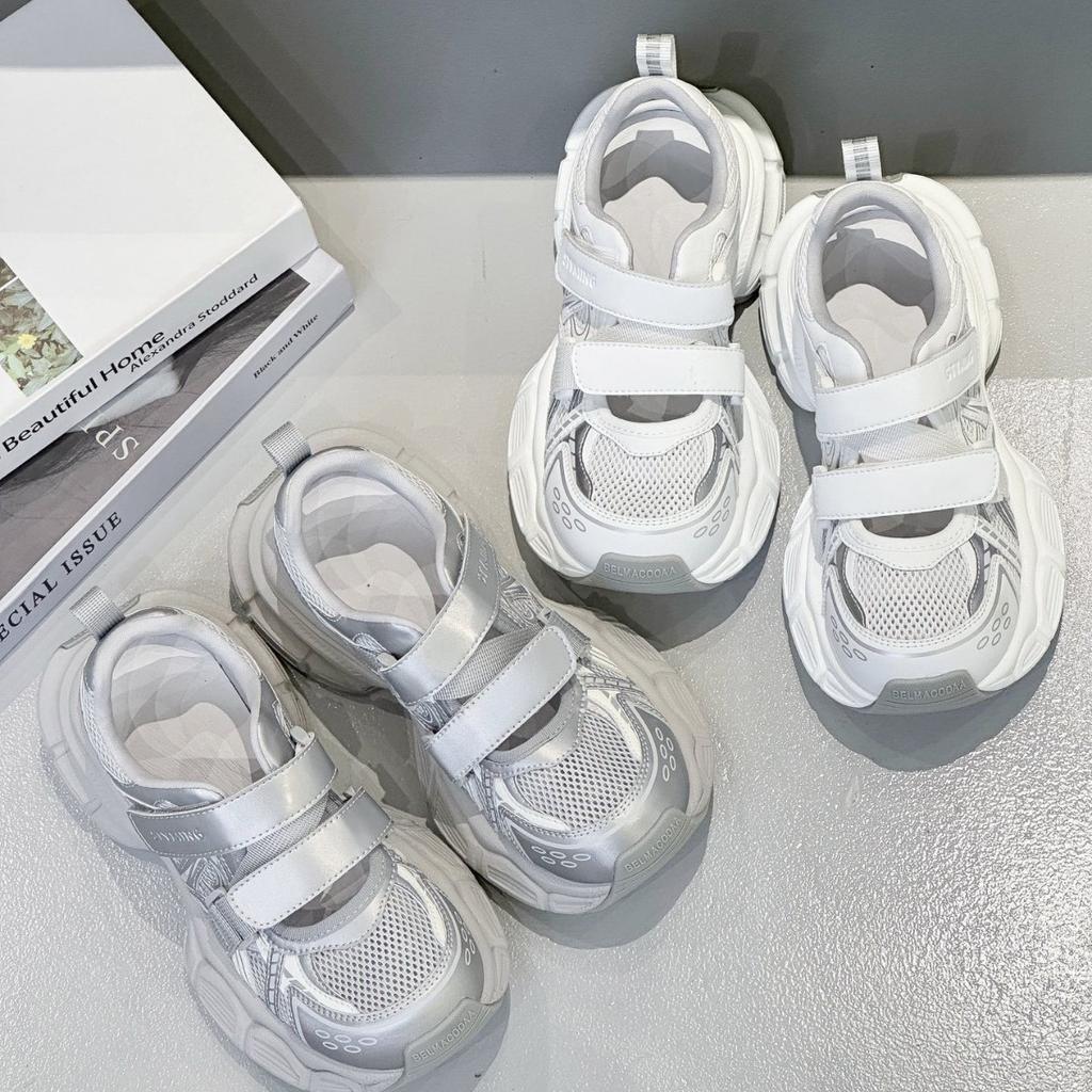 Thick-soled Hollow Dad Shoes Women's Spring and Summer New Versatile Velcro Fashion Casual Sports Sandals