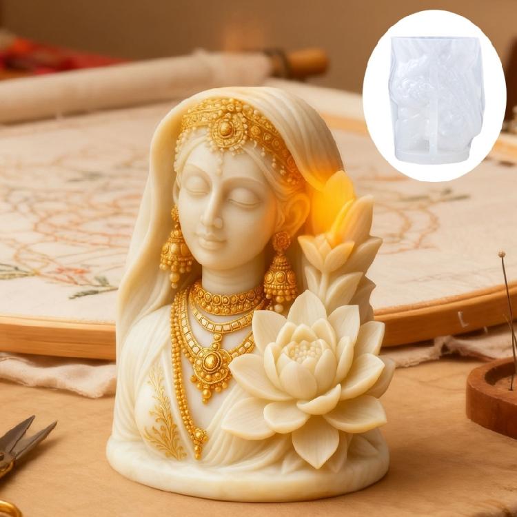 Indian Goddess Statue Silicone Candle Molds Easy Demold For Handmade Candle Soap Chocolate and Home Decoration Resin Art