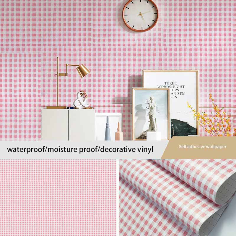 Self-adhesive Cartoon Stars Checkered Bedroom Wallpaper Wall Sticker PVC Desktop Wardrobe Furniture Decor Sticker