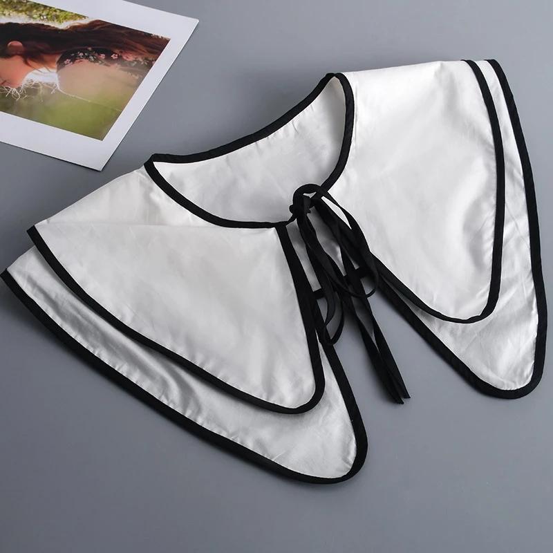 Koreansk Stor Revers Avtakbar Krage for Kvinner Genser Topp Falsk Krage Sjal Skuldersjal Dekor Falske Krager Slips