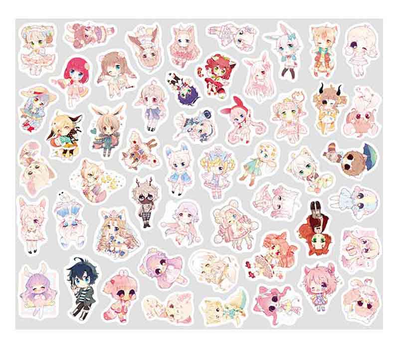 100pcs/pack Cute Kawaii Cat Green Plant Stickers Journal Decorative Stickers Scrapbooking Diary Stationery Album Girls Stickers