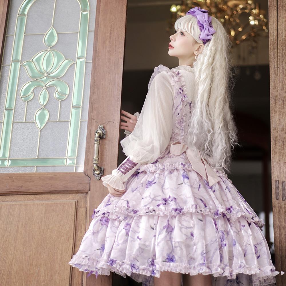 Firefly Flower OP Light Lolita Daily Lolita Vintage Dress - Girls' Soft Girl Fake Two-Piece Set
