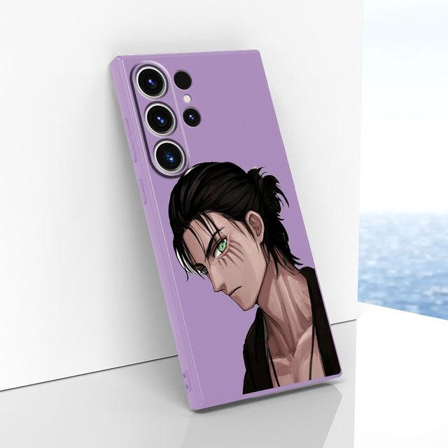 Phone Case For Samsung Galaxy S20 S23 Ultra Note 20 Ultra S21 Note 10 Plus 8 9 Square Liquid Cover Attack On Titan Anime