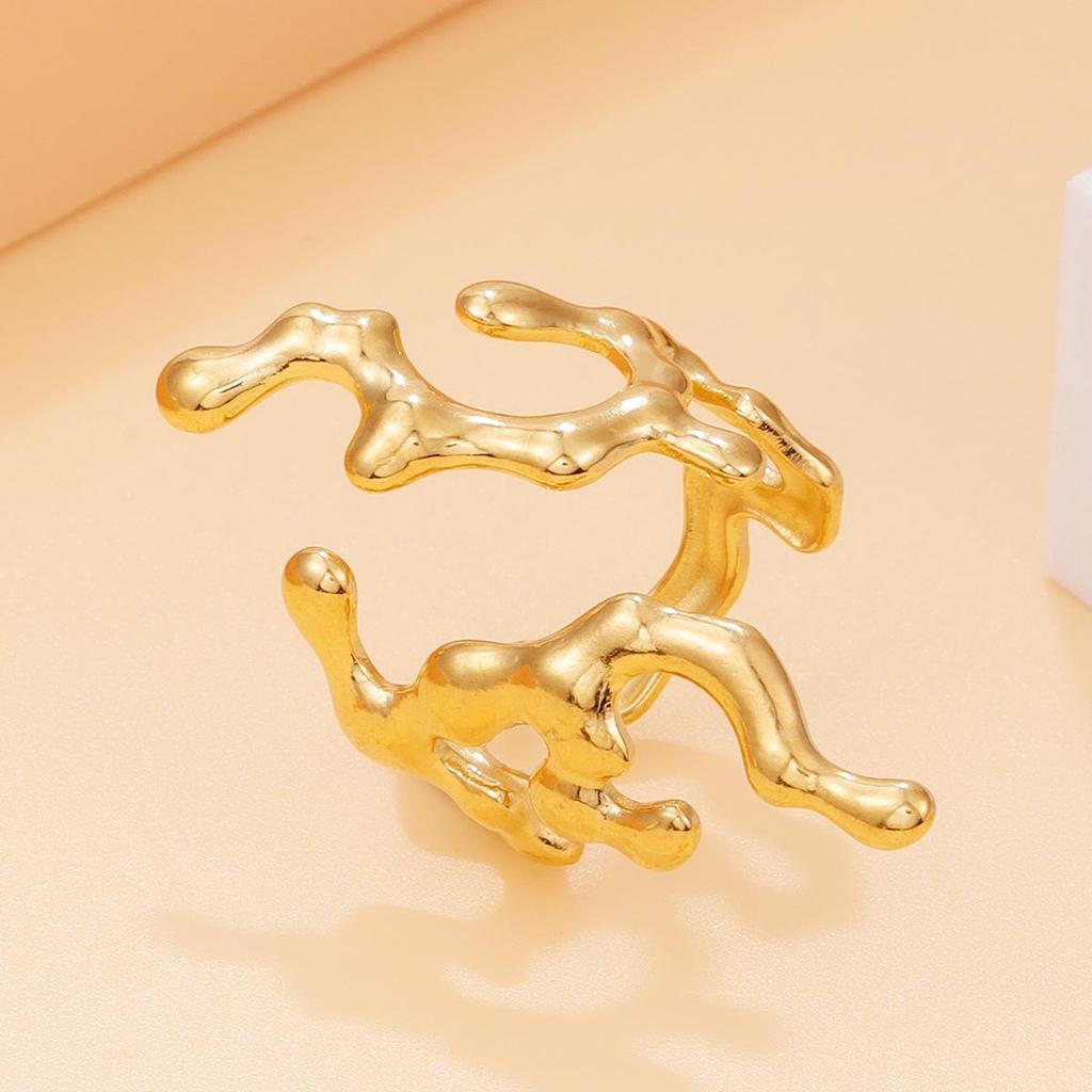 European Ocean Series Coral Stainless Steel Openable Baroque Ring for Women